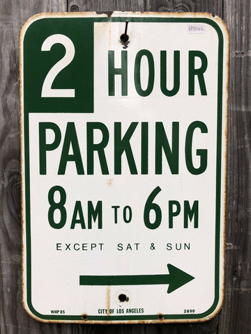 American 2 Hour Parking Road Sign